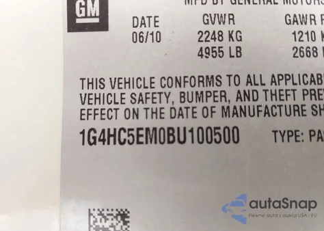 2011 Buick Lucerne Cxl z USA, uszkodzony, nr VIN 1G4HC5EM0BU100500